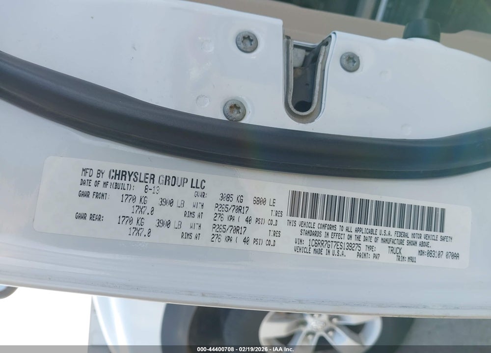 2014 RAM 1500 SLT VIN: 1C6RR7GT7ES139275