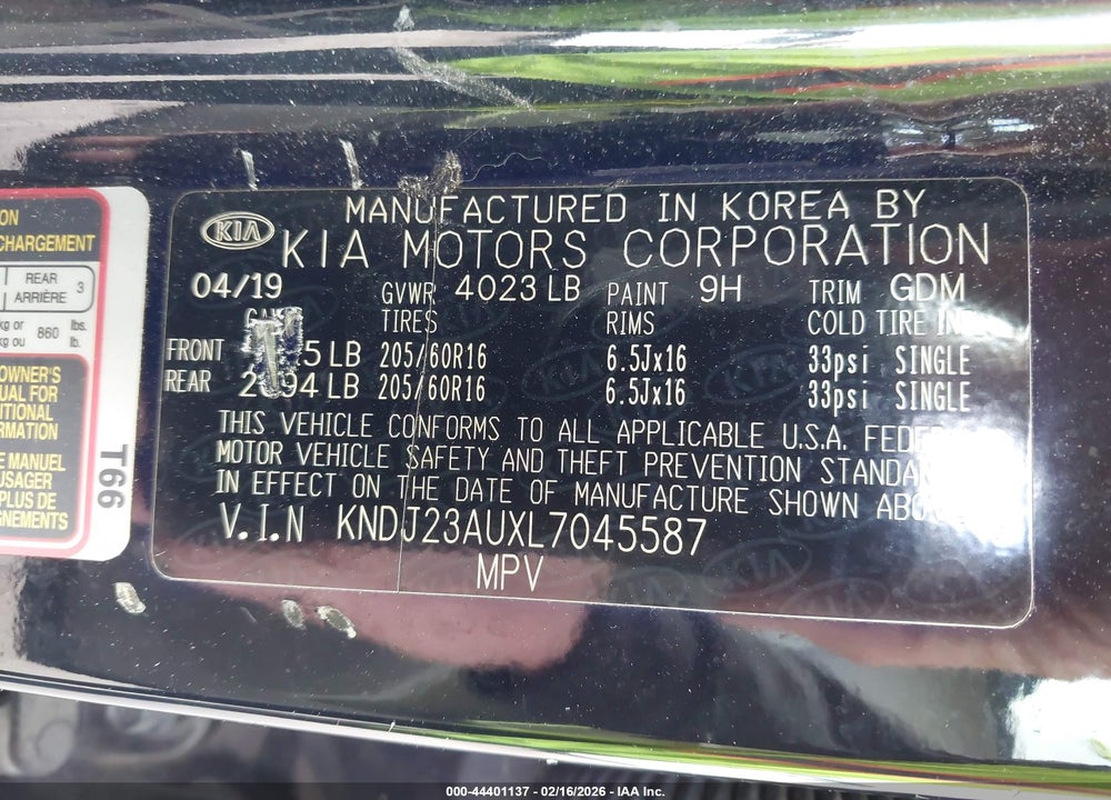 2020 KIA SOUL LX VIN: KNDJ23AUXL7045587