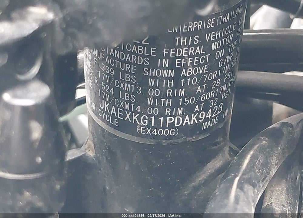2023 KAWASAKI EX400 VIN: JKAEXKG11PDAK9423