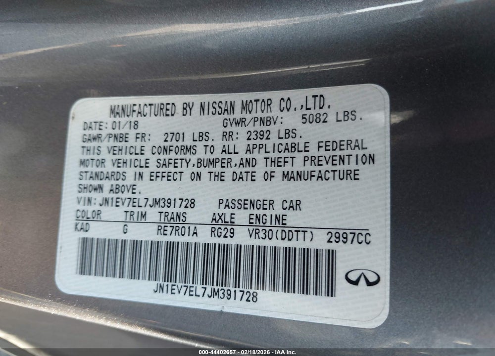 2018 INFINITI Q60 3.0T LUXE VIN: JN1EV7EL7JM391728