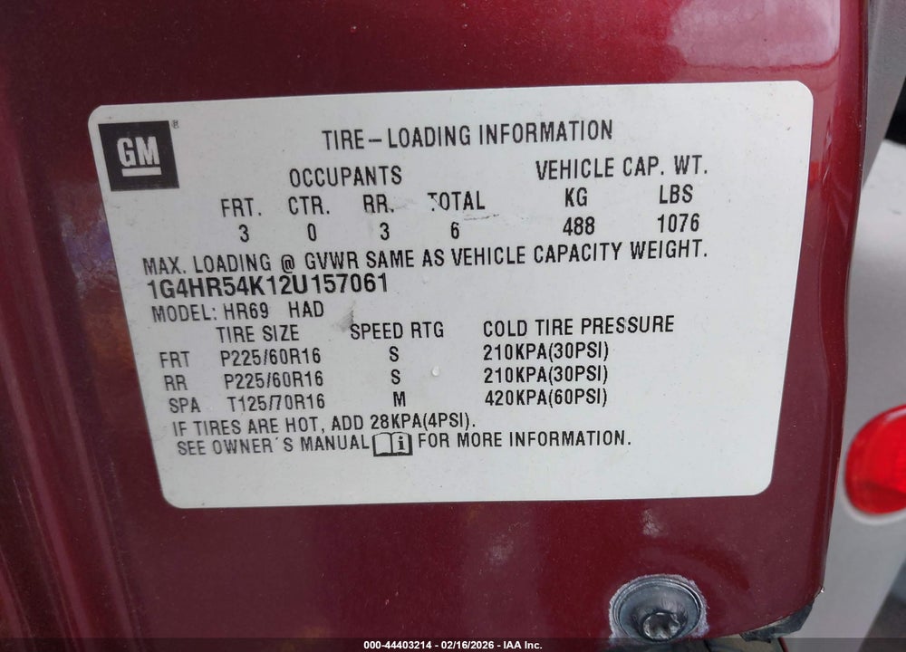 2002 BUICK LESABRE LIMITED VIN: 1G4HR54K12U157061