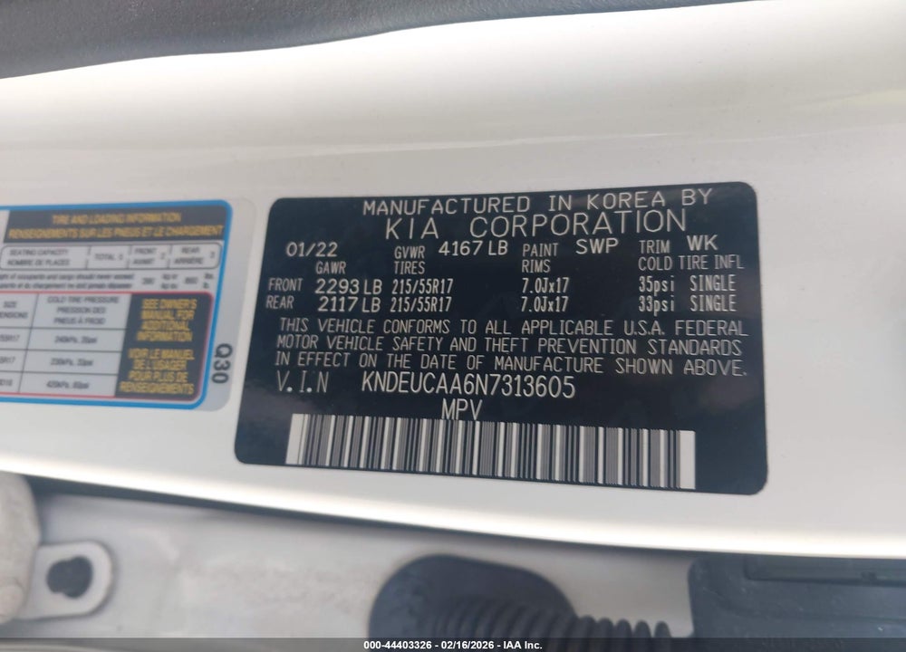 2022 KIA SELTOS S VIN: KNDEUCAA6N7313605