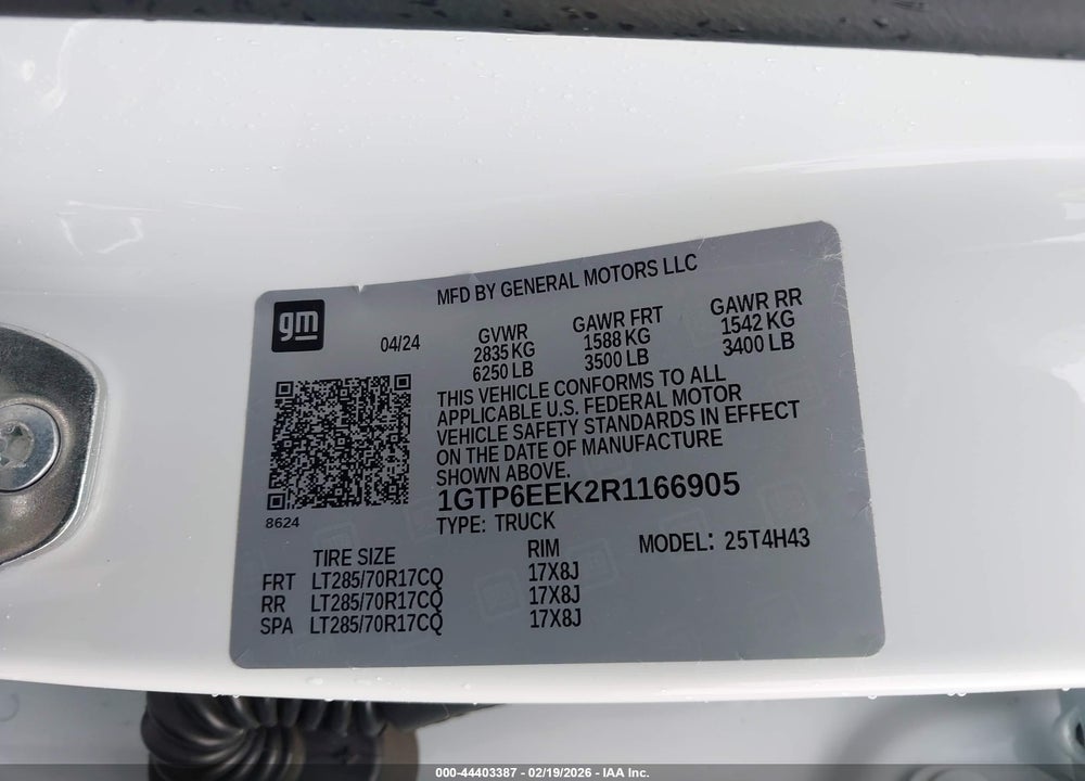 2024 GMC CANYON 4WD AT4X VIN: 1GTP6EEK2R1166905