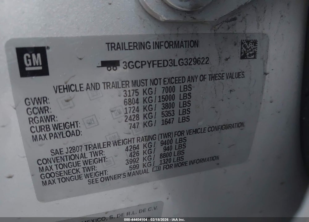 2020 CHEVROLET SILVERADO 1500 4WD  SHORT BED LT TRAIL BOSS VIN: 3GCPYFED3LG329622