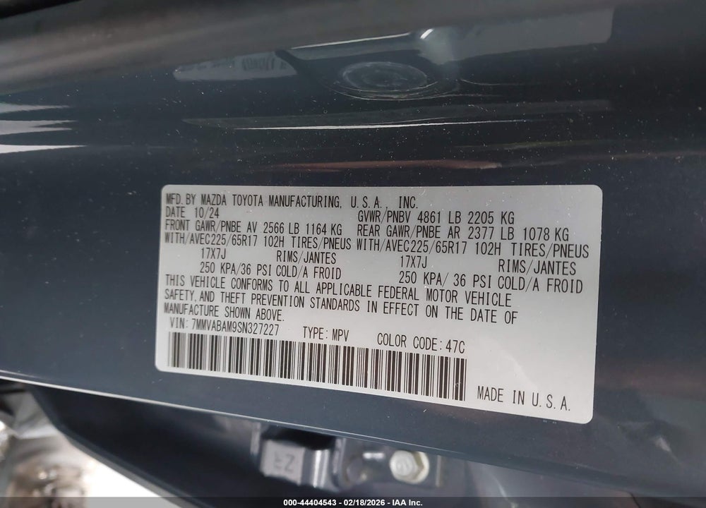 2025 MAZDA CX-50 2.5 S SELECT PACKAGE VIN: 7MMVABAM9SN327227