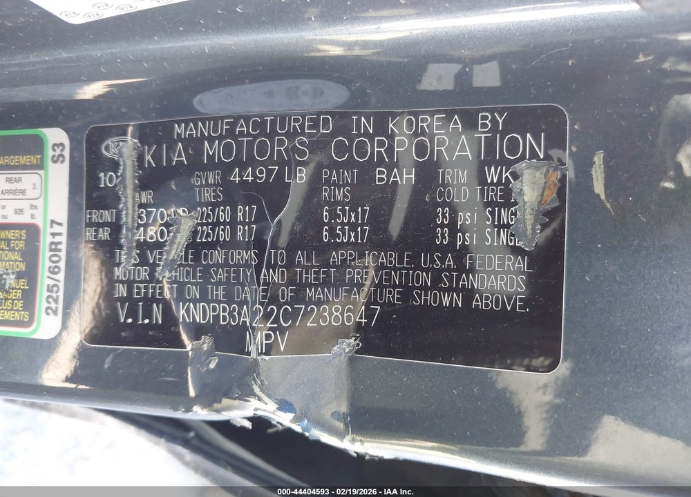2012 KIA SPORTAGE LX VIN: KNDPB3A22C7238647