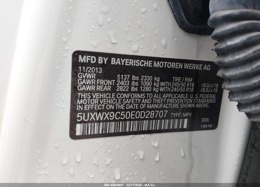 2014 BMW X3 XDRIVE28I VIN: 5UXWX9C50E0D28707