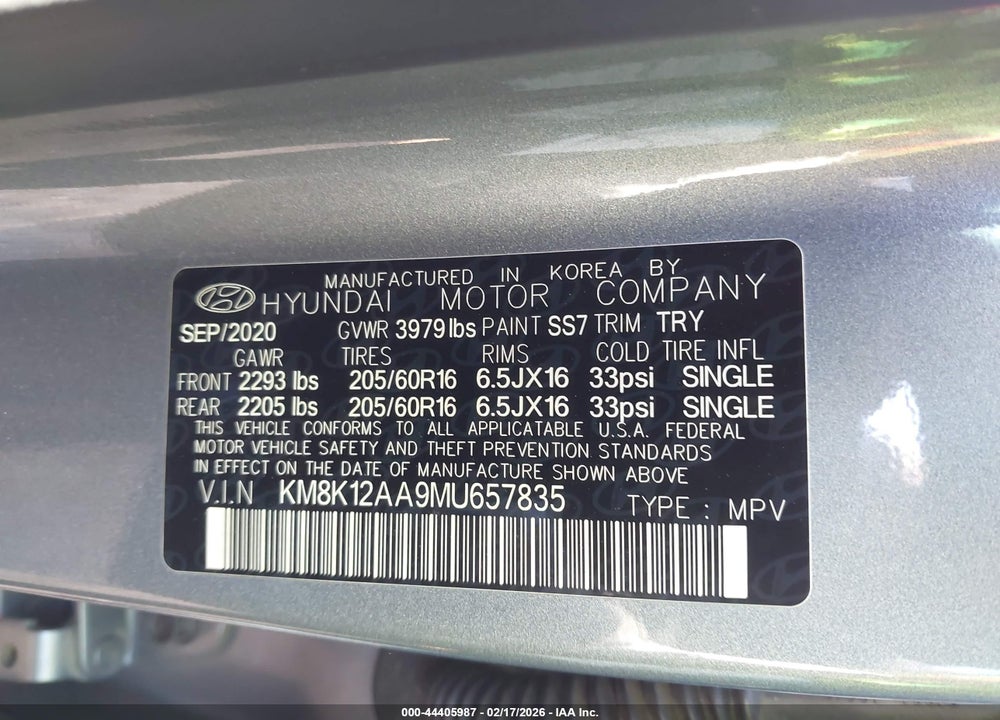 2021 HYUNDAI KONA SE VIN: KM8K12AA9MU657835