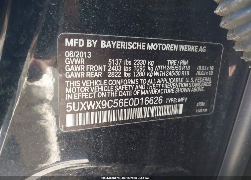 2014 BMW X3 XDRIVE28I VIN: 5UXWX9C56E0D16626