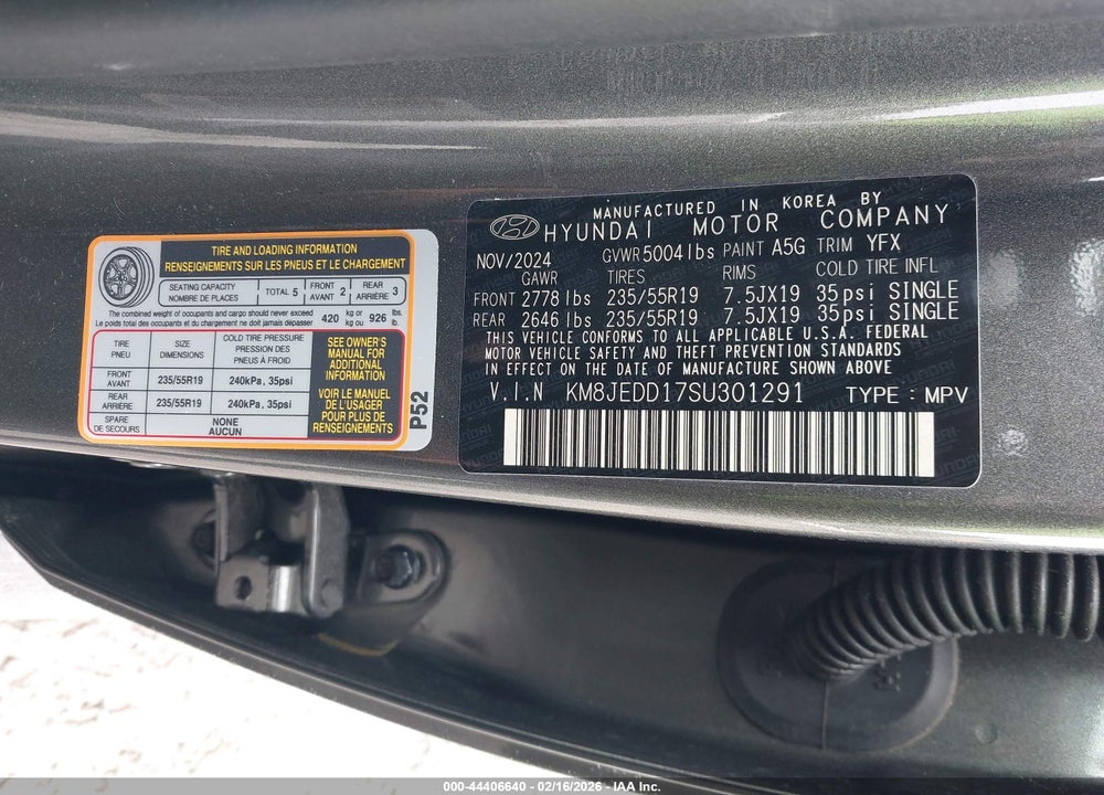 2025 HYUNDAI TUCSON HYBRID LIMITED VIN: KM8JEDD17SU301291