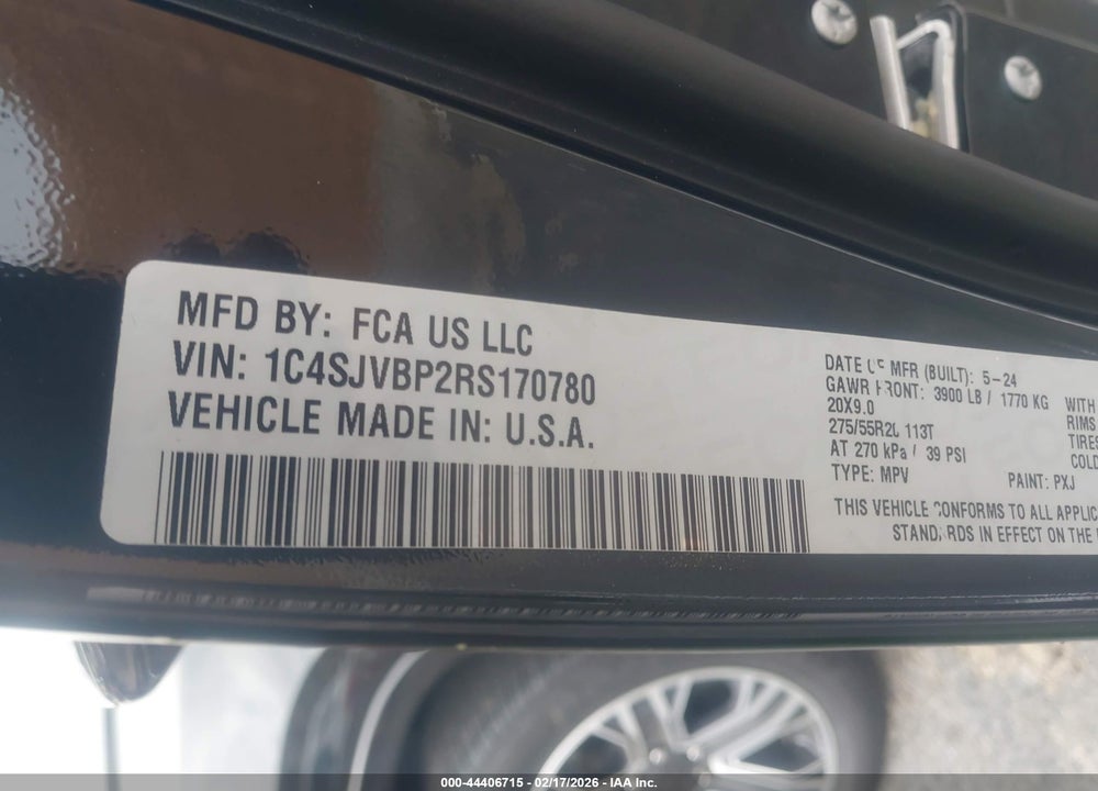 2024 JEEP WAGONEER SERIES II 4X4 VIN: 1C4SJVBP2RS170780