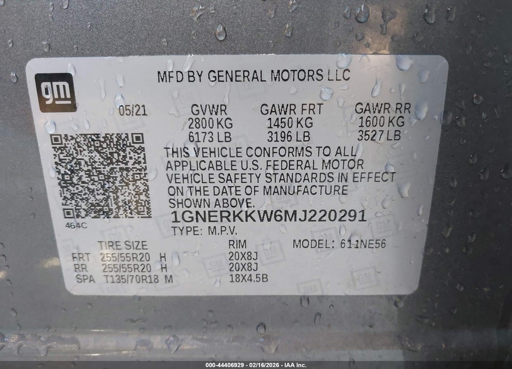 2021 CHEVROLET TRAVERSE FWD PREMIER VIN: 1GNERKKW6MJ220291