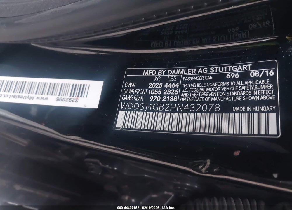 2017 MERCEDES-BENZ CLA 250 4MATIC VIN: WDDSJ4GB2HN432078