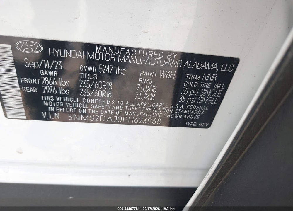 2023 HYUNDAI SANTA FE SEL VIN: 5NMS2DAJ0PH623968