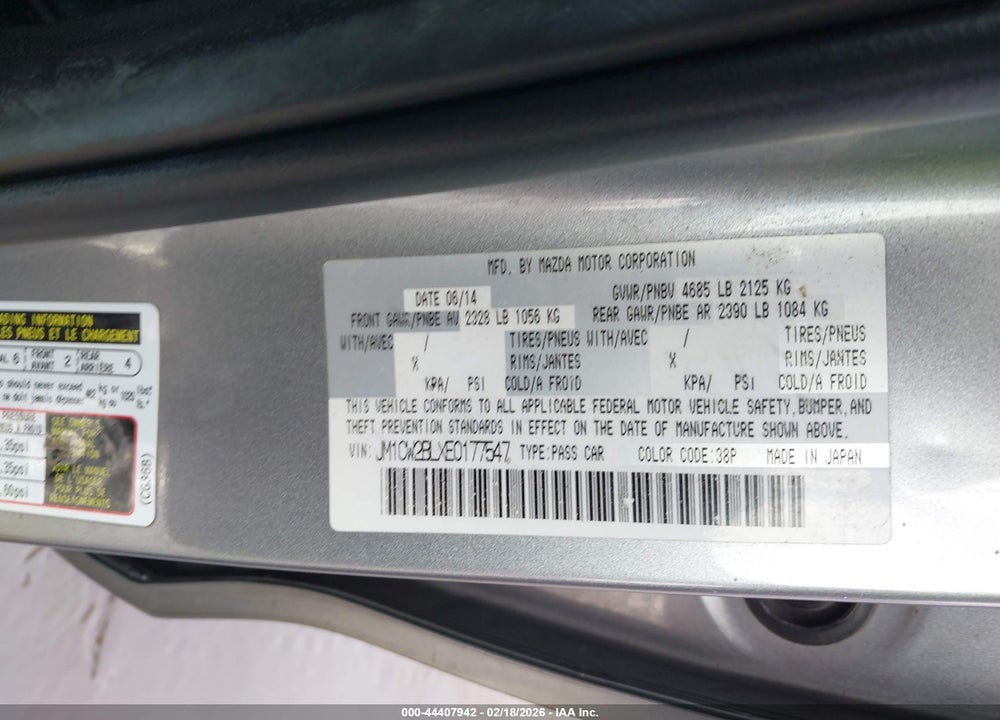 2014 MAZDA 5 SPORT VIN: JM1CW2BLXE0177547