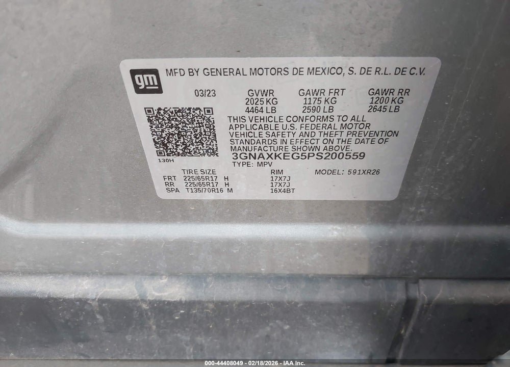 2023 CHEVROLET EQUINOX FWD LT VIN: 3GNAXKEG5PS200559