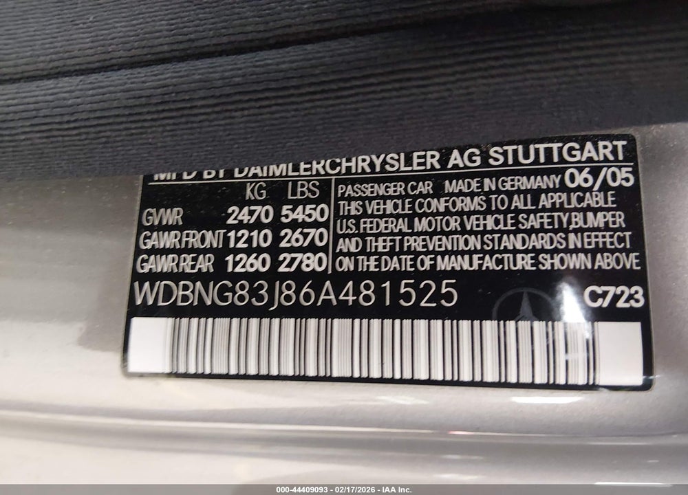 2006 MERCEDES-BENZ S 430 4MATIC VIN: WDBNG83J86A481525