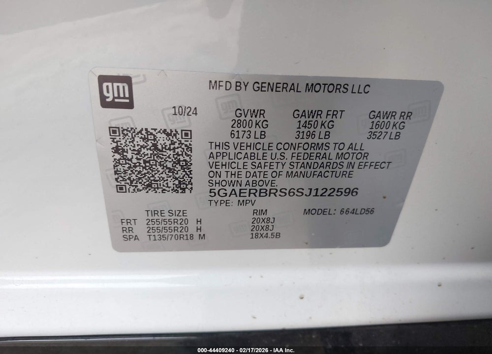 2025 BUICK ENCLAVE SPORT TOURING FWD VIN: 5GAERBRS6SJ122596