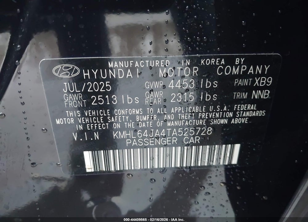 2026 HYUNDAI SONATA SEL SPORT VIN: KMHL64JA4TA525728