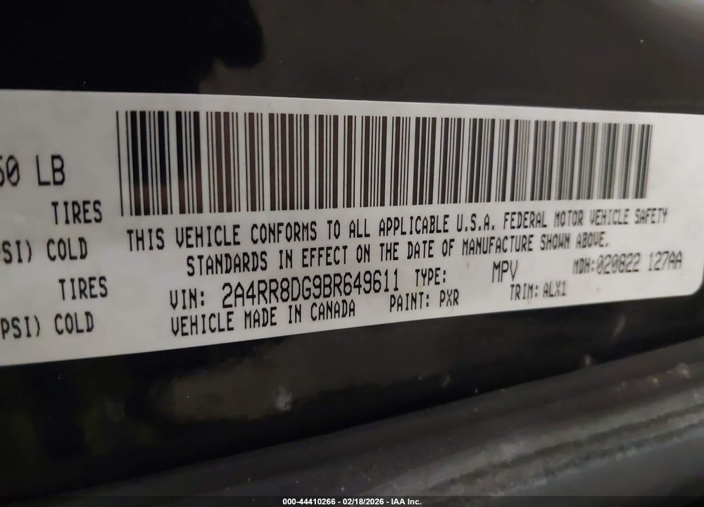 2011 CHRYSLER TOWN & COUNTRY TOURING-L VIN: 2A4RR8DG9BR649611