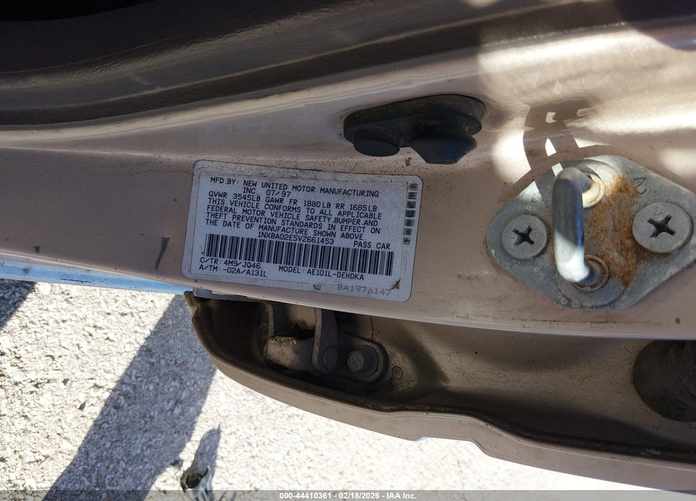 1997 TOYOTA COROLLA CE VIN: 1NXBA02E5VZ661453