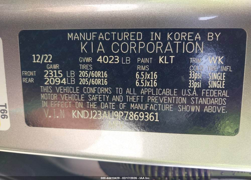 2023 KIA SOUL LX VIN: KNDJ23AU9P7869361