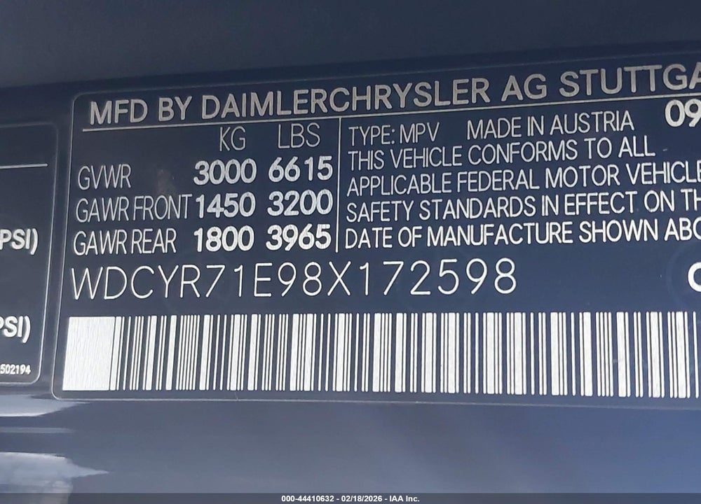 2008 MERCEDES-BENZ G 55 AMG 4MATIC VIN: WDCYR71E98X172598