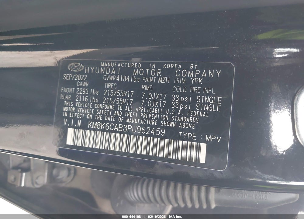 2023 HYUNDAI KONA SEL VIN: KM8K6CAB3PU962459