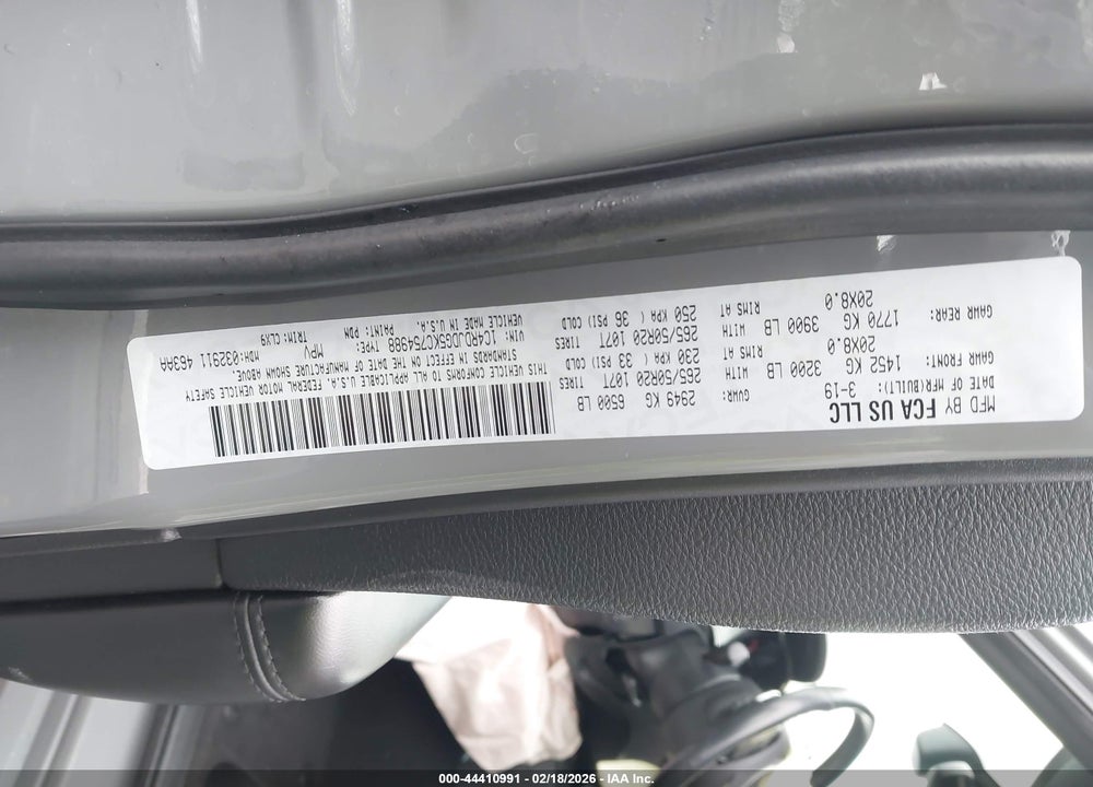 2019 DODGE DURANGO GT AWD VIN: 1C4RDJDG5KC754988