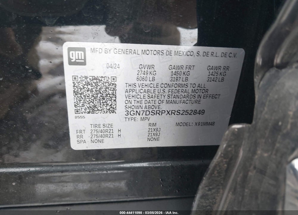 2024 CHEVROLET EQUINOX EV RS VIN: 3GN7DSRPXRS252849