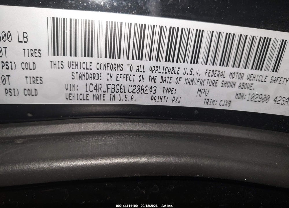 2020 JEEP GRAND CHEROKEE LIMITED 4X4 VIN: 1C4RJFBG6LC208243