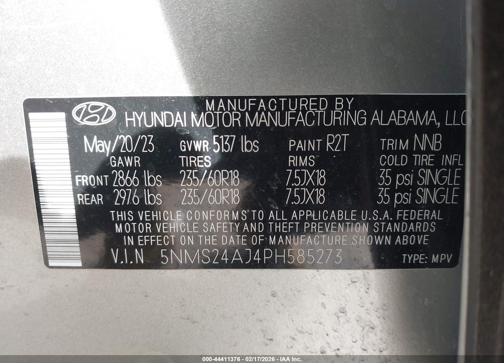 2023 HYUNDAI SANTA FE SEL VIN: 5NMS24AJ4PH585273
