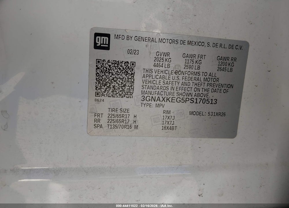 2023 CHEVROLET EQUINOX FWD LT VIN: 3GNAXKEG5PS170513