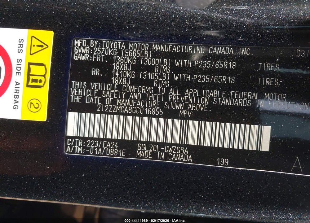 2016 LEXUS RX 350 VIN: 2T2ZZMCA8GC016855