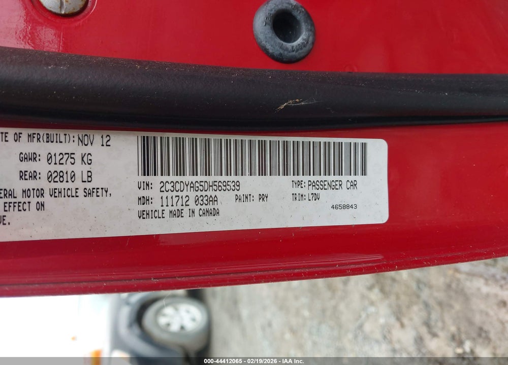 2013 DODGE CHALLENGER SXT VIN: 2C3CDYAG5DH569539