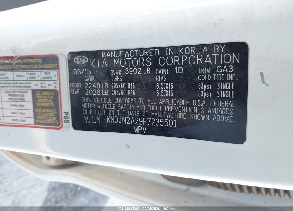 2015 KIA SOUL VIN: KNDJN2A29F7235501