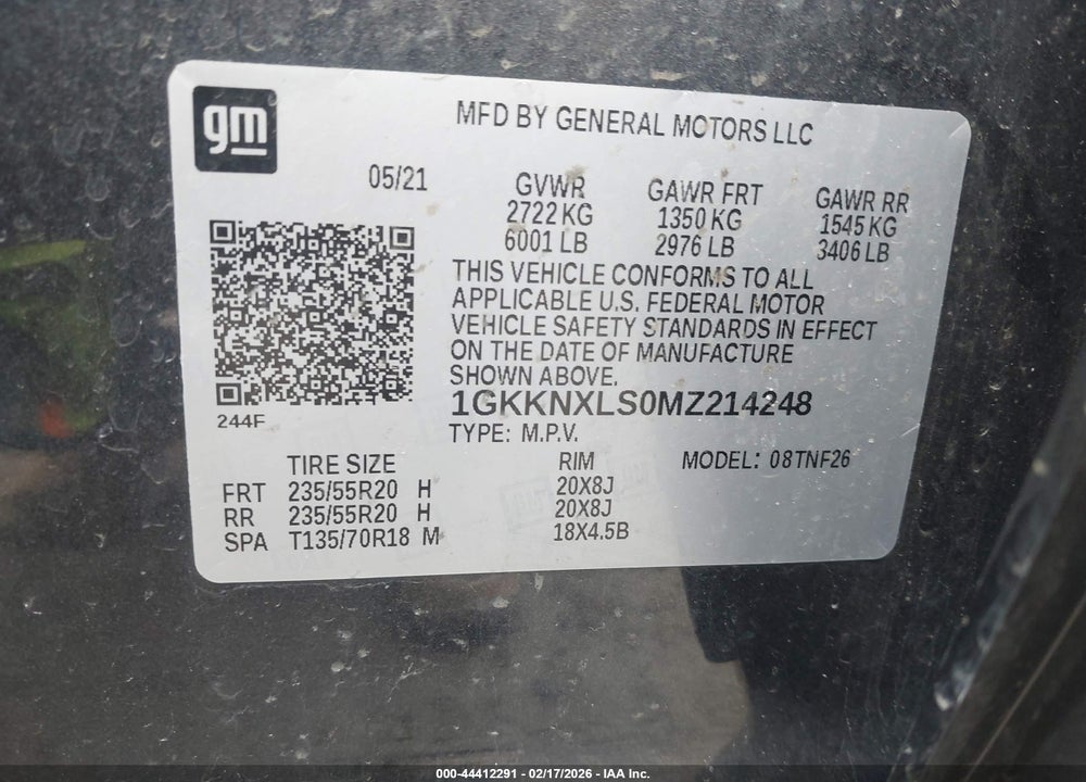 2021 GMC ACADIA AWD DENALI VIN: 1GKKNXLS0MZ214248