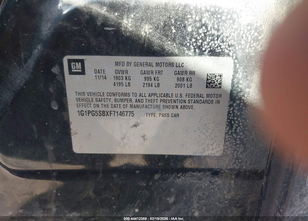2015 CHEVROLET CRUZE LTZ VIN: 1G1PG5SBXF7146775