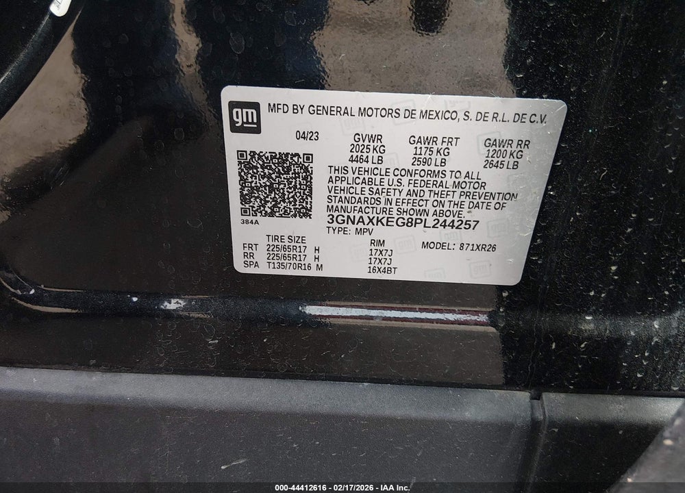 2023 CHEVROLET EQUINOX FWD LT VIN: 3GNAXKEG8PL244257