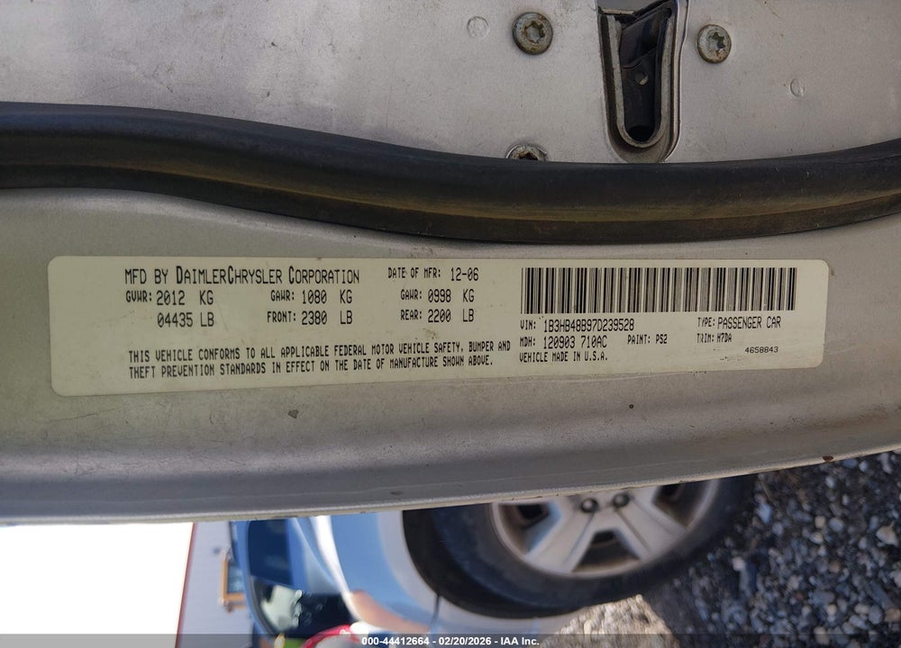 2007 DODGE CALIBER SXT VIN: 1B3HB48B97D239528
