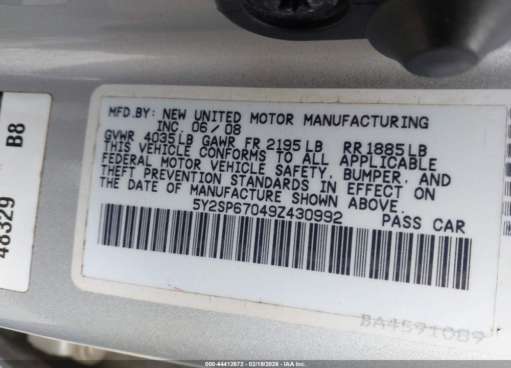 2009 PONTIAC VIBE VIN: 5Y2SP67049Z430992