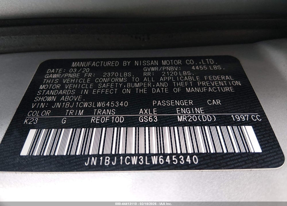 2020 NISSAN ROGUE SPORT S AWD XTRONIC CVT VIN: JN1BJ1CW3LW645340