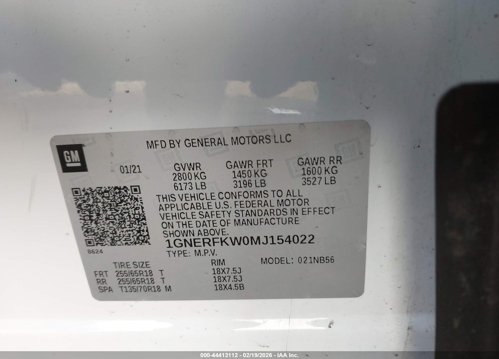 2021 CHEVROLET TRAVERSE FWD LS VIN: 1GNERFKW0MJ154022