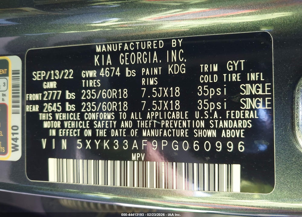 2023 KIA SPORTAGE EX VIN: 5XYK33AF9PG060996