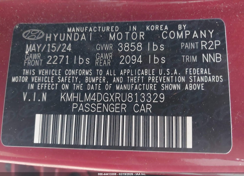 2024 HYUNDAI ELANTRA SEL VIN: KMHLM4DGXRU813329