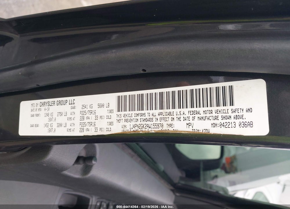 2010 JEEP LIBERTY SPORT VIN: 1J4PN2GK2AW155970
