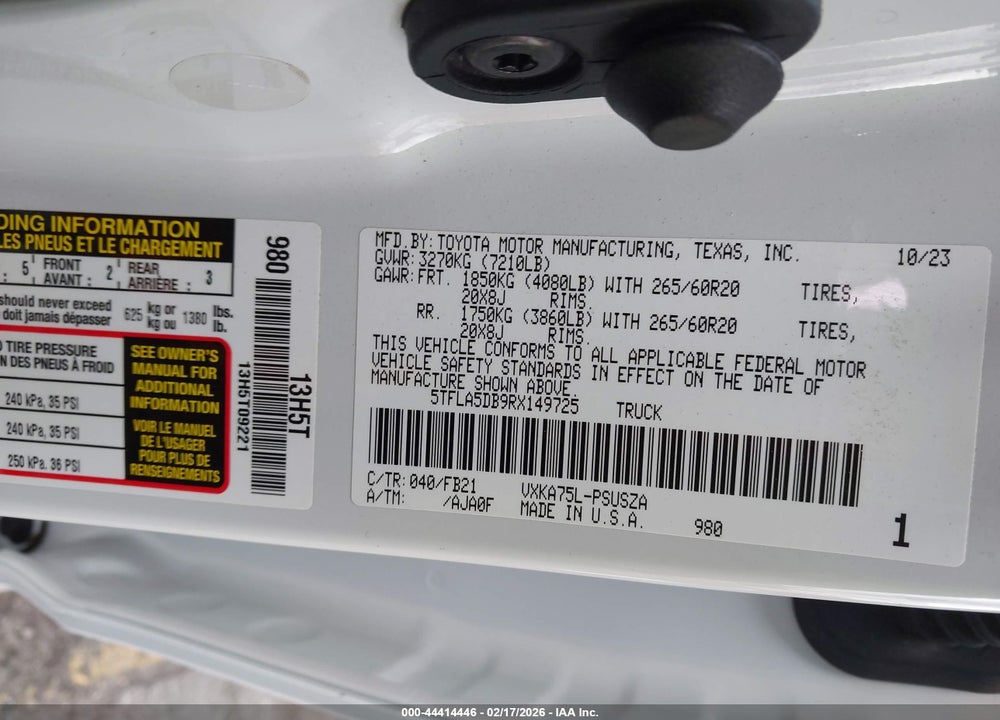 2024 TOYOTA TUNDRA SR5 VIN: 5TFLA5DB9RX149725