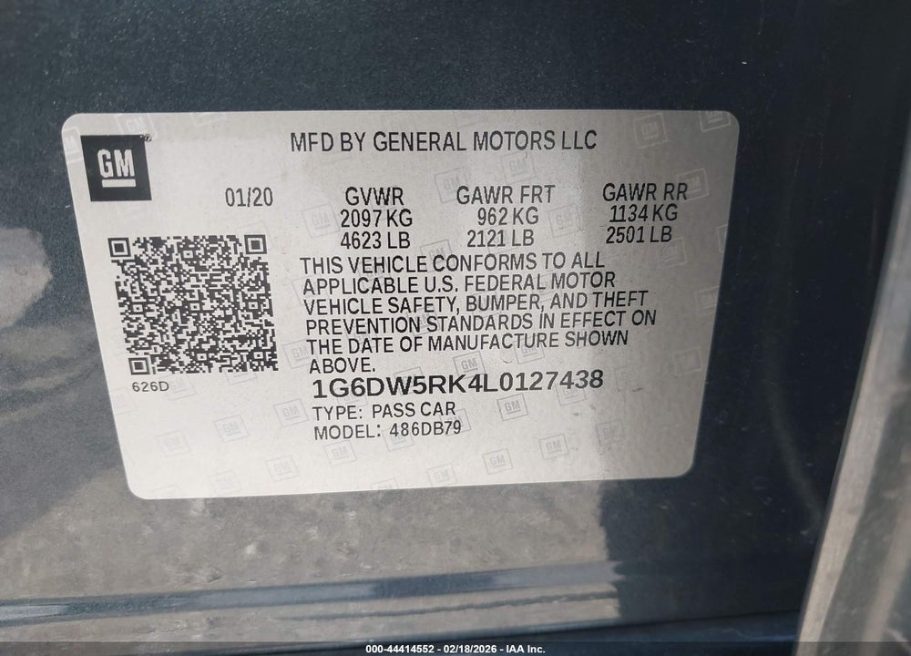 2020 CADILLAC CT5 VIN: 1G6DW5RK4L0127438