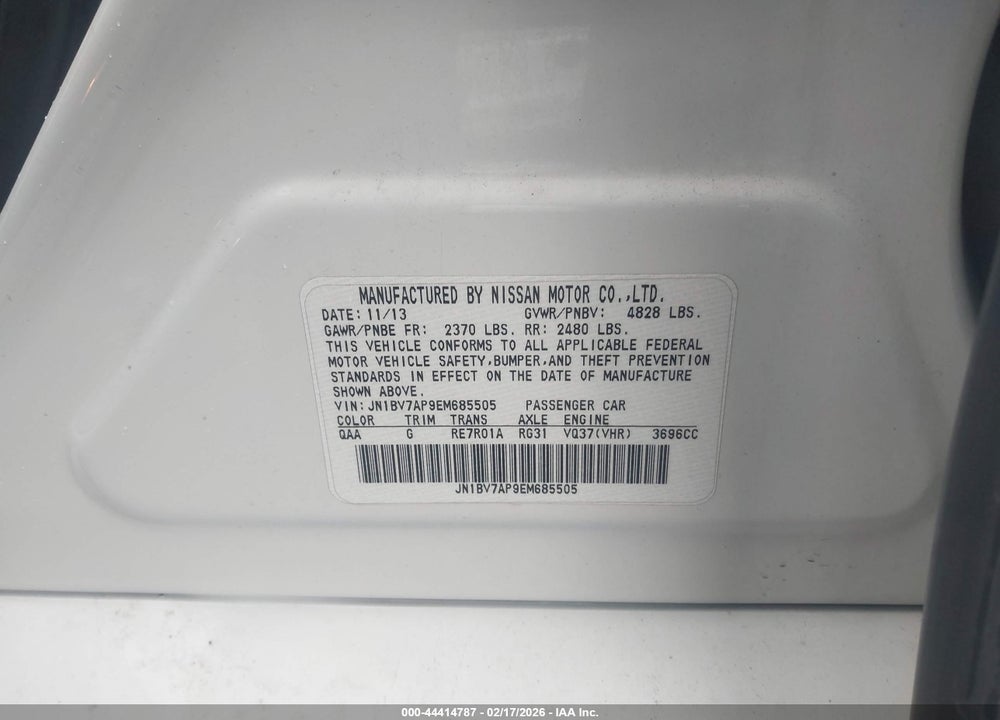 2014 INFINITI Q50 PREMIUM VIN: JN1BV7AP9EM685505