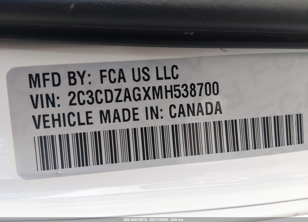 2021 DODGE CHALLENGER SXT VIN: 2C3CDZAGXMH538700